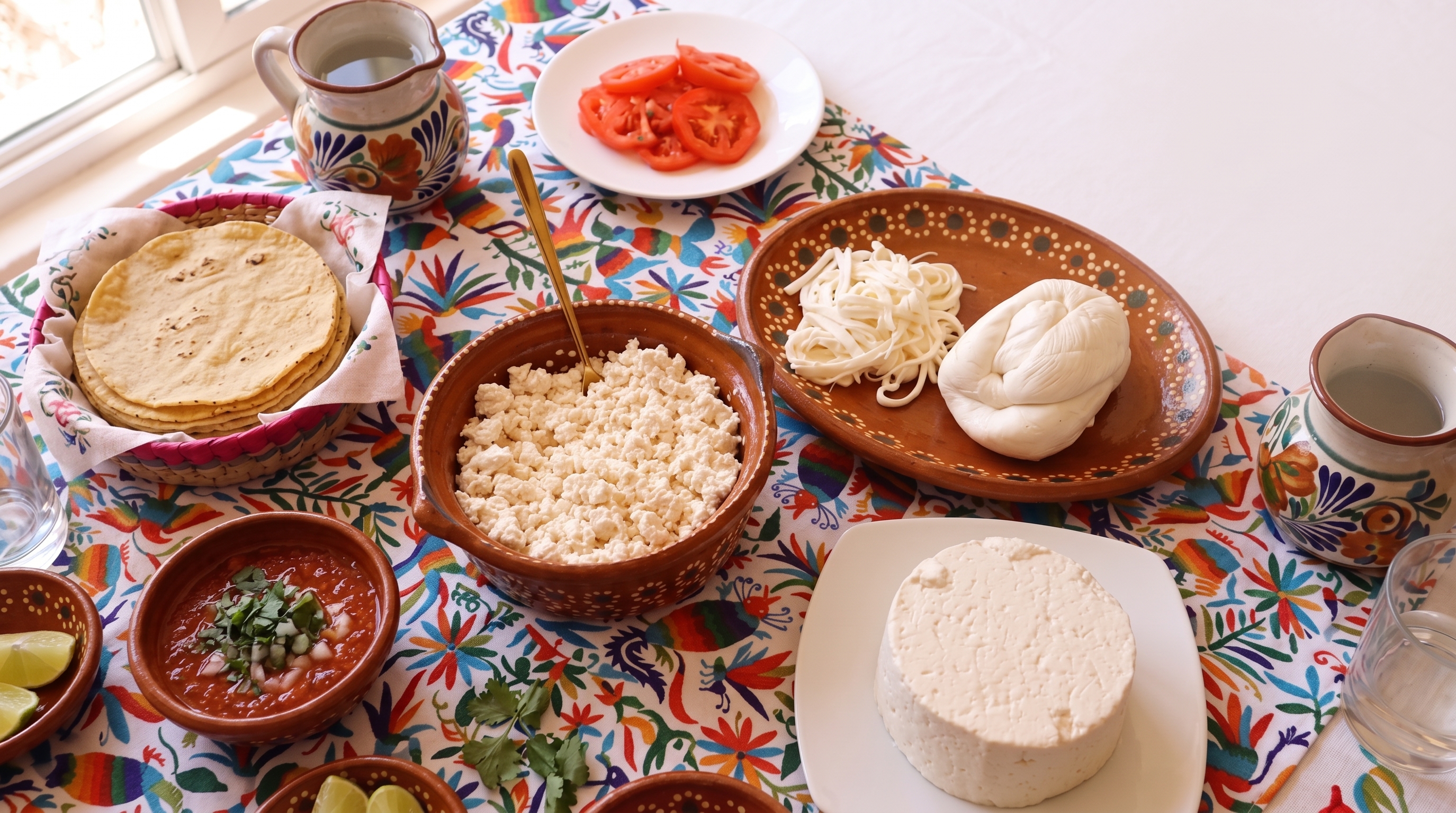 Mesa mexicana con quesos frescos La Hacienda